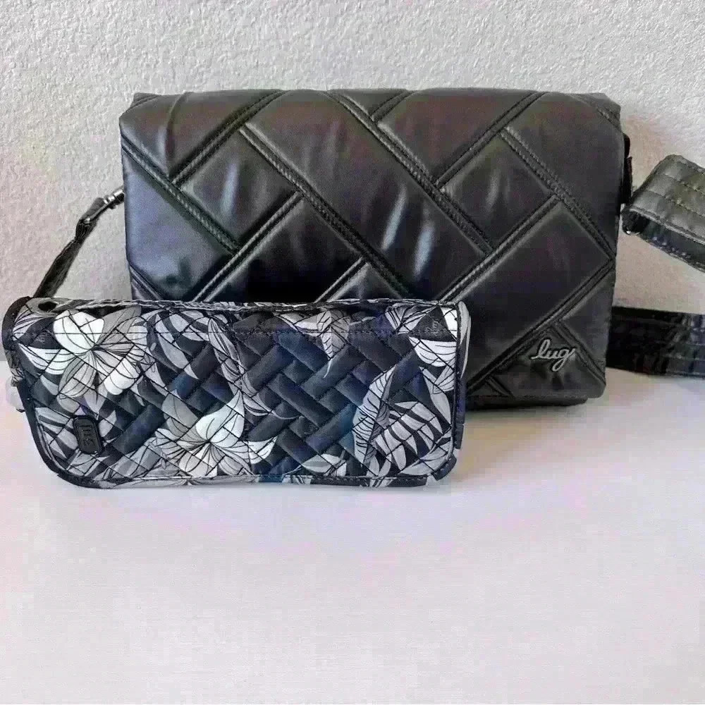 LUG Huddle Black Crossbody Purse Bag and LUG Sleeper Brush Holder Set of Two